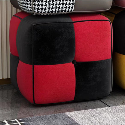 Moderner quadratischer Pouf -Fleckenfest -Widerstand farbenfroher Pouf für Wohnzimmer