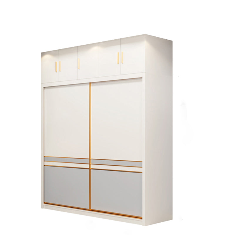 Bedroom Storage Cabinet Coastal Wooden Sliding Doors Wardrobe Armoire 47.2"L x 24.2"W x 98.4"H Armories & Top Cabinet Clearhalo 'Armoires & Wardrobes' 'armoires_wardrobes' 'Bedroom Furniture' 'furn' 'furn_armoires_wardrobes' 'Furniture' 7769215