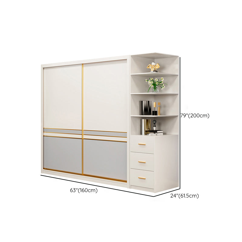 Bedroom Storage Cabinet Coastal Wooden Sliding Doors Wardrobe Armoire Clearhalo 'Armoires & Wardrobes' 'armoires_wardrobes' 'Bedroom Furniture' 'furn' 'furn_armoires_wardrobes' 'Furniture' 7769230