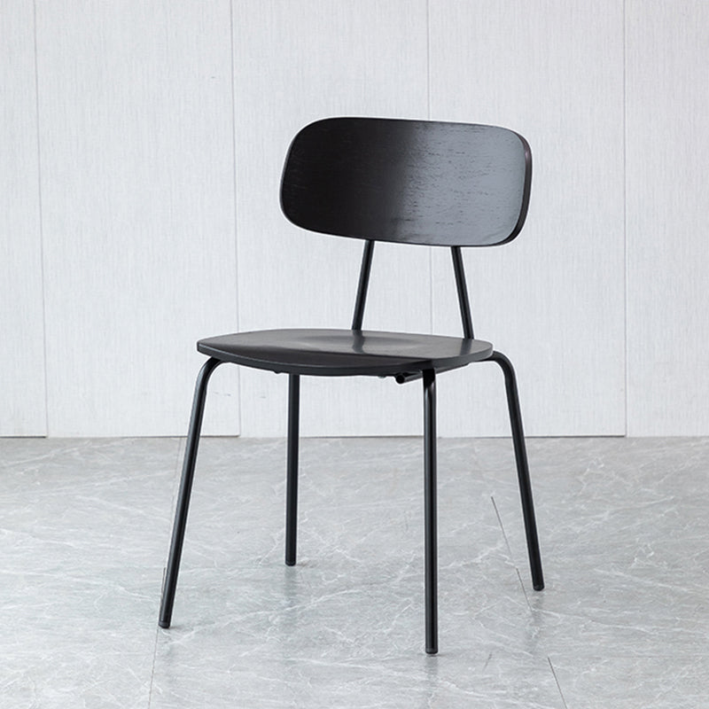 Modern Style Dining Chair Wooden Open Back Side Chair with Metal Base Black 1 Piece Black Clearhalo 'Dining Chairs' 'Dining Tables & Seating' 'dining_chair' 'furn' 'furn_dining_chair' 'Furniture' 'Kitchen & Dining Furniture' 7771500