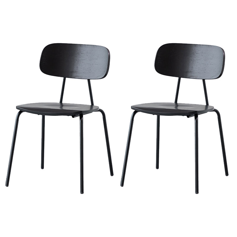 Modern Style Dining Chair Wooden Open Back Side Chair with Metal Base Black 2 Piece Set Black Clearhalo 'Dining Chairs' 'Dining Tables & Seating' 'dining_chair' 'furn' 'furn_dining_chair' 'Furniture' 'Kitchen & Dining Furniture' 7771502