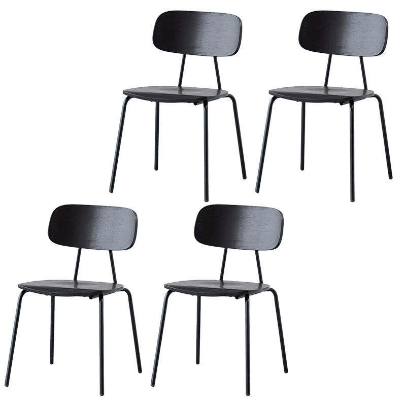 Modern Style Dining Chair Wooden Open Back Side Chair with Metal Base Black 4 Piece Set Black Clearhalo 'Dining Chairs' 'Dining Tables & Seating' 'dining_chair' 'furn' 'furn_dining_chair' 'Furniture' 'Kitchen & Dining Furniture' 7771504