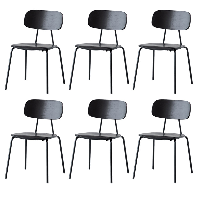 Modern Style Dining Chair Wooden Open Back Side Chair with Metal Base Black 6 Piece Set Black Clearhalo 'Dining Chairs' 'Dining Tables & Seating' 'dining_chair' 'furn' 'furn_dining_chair' 'Furniture' 'Kitchen & Dining Furniture' 7771506