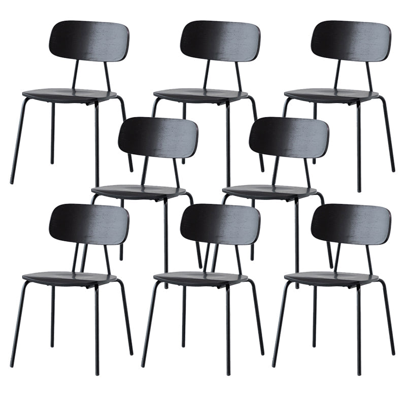 Modern Style Dining Chair Wooden Open Back Side Chair with Metal Base Black 8 Piece Set Black Clearhalo 'Dining Chairs' 'Dining Tables & Seating' 'dining_chair' 'furn' 'furn_dining_chair' 'Furniture' 'Kitchen & Dining Furniture' 7771508