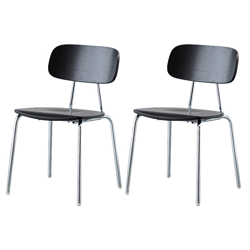 Modern Style Dining Chair Wooden Open Back Side Chair with Metal Base Black 2 Piece Set Silver Clearhalo 'Dining Chairs' 'Dining Tables & Seating' 'dining_chair' 'furn' 'furn_dining_chair' 'Furniture' 'Kitchen & Dining Furniture' 7771511