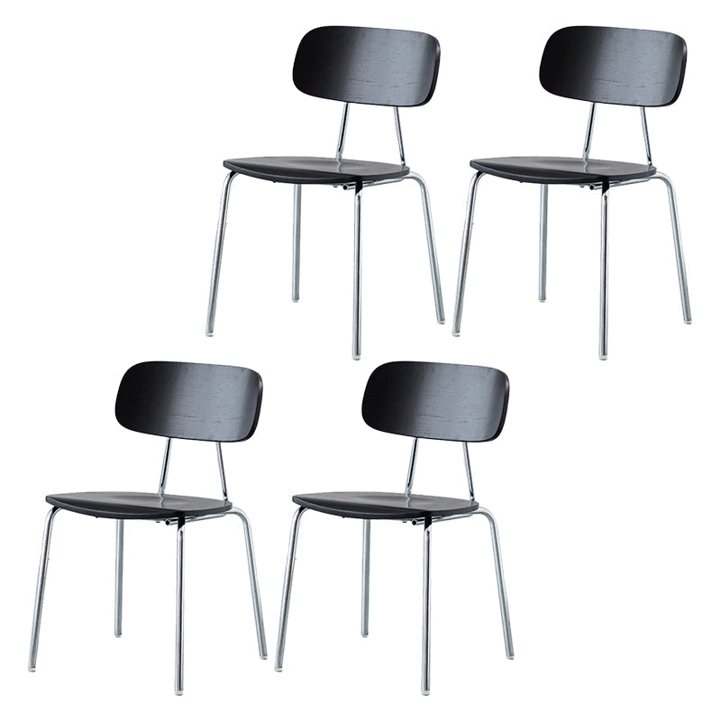Modern Style Dining Chair Wooden Open Back Side Chair with Metal Base Black 4 Piece Set Silver Clearhalo 'Dining Chairs' 'Dining Tables & Seating' 'dining_chair' 'furn' 'furn_dining_chair' 'Furniture' 'Kitchen & Dining Furniture' 7771514