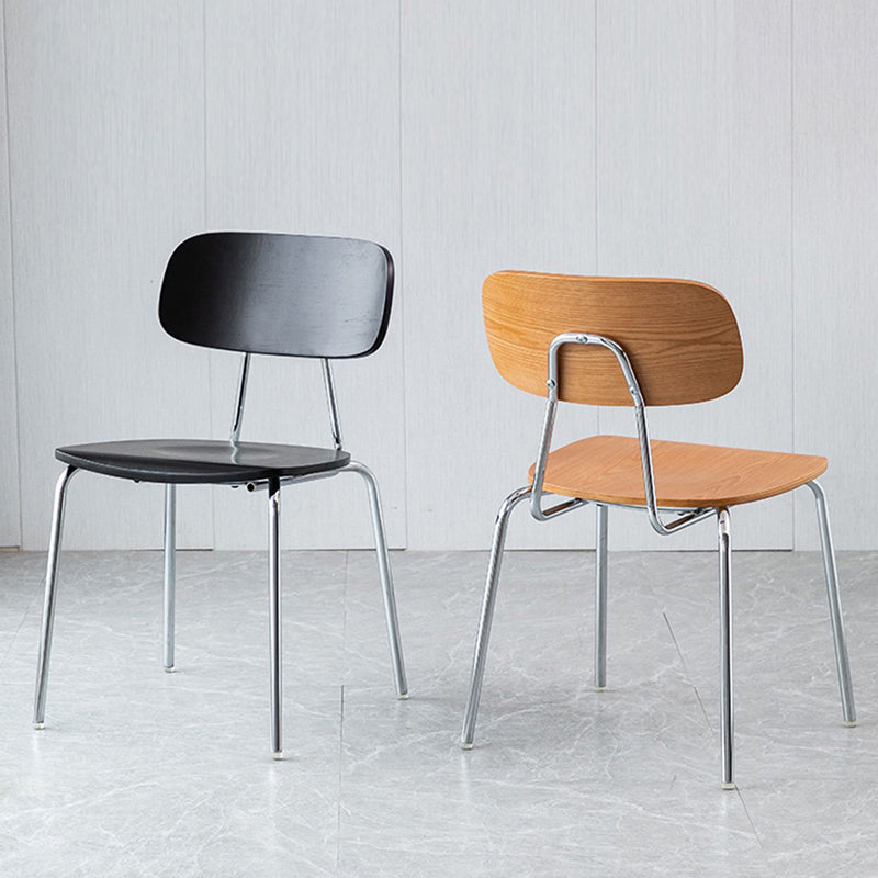 Silla de comedor de estilo moderno silla lateral de madera con base de metal