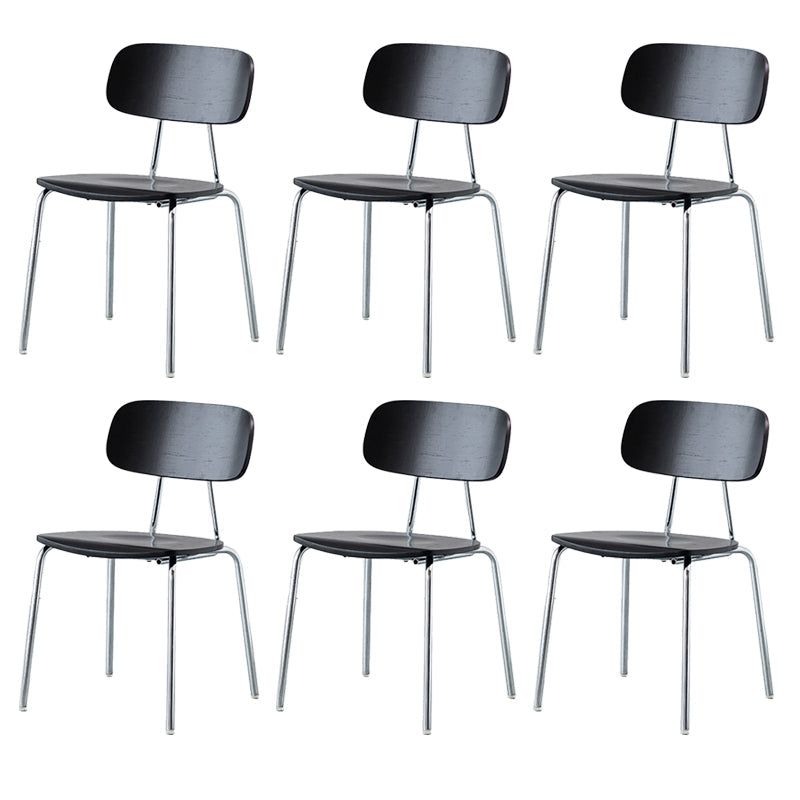 Modern Style Dining Chair Wooden Open Back Side Chair with Metal Base Black 6 Piece Set Silver Clearhalo 'Dining Chairs' 'Dining Tables & Seating' 'dining_chair' 'furn' 'furn_dining_chair' 'Furniture' 'Kitchen & Dining Furniture' 7771516