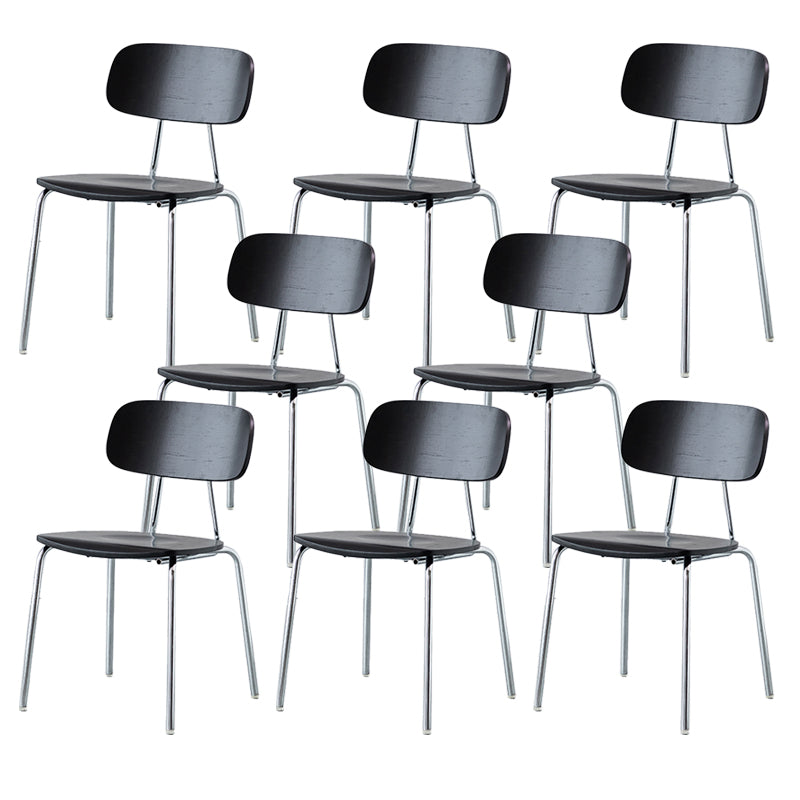 Modern Style Dining Chair Wooden Open Back Side Chair with Metal Base Black 8 Piece Set Silver Clearhalo 'Dining Chairs' 'Dining Tables & Seating' 'dining_chair' 'furn' 'furn_dining_chair' 'Furniture' 'Kitchen & Dining Furniture' 7771518