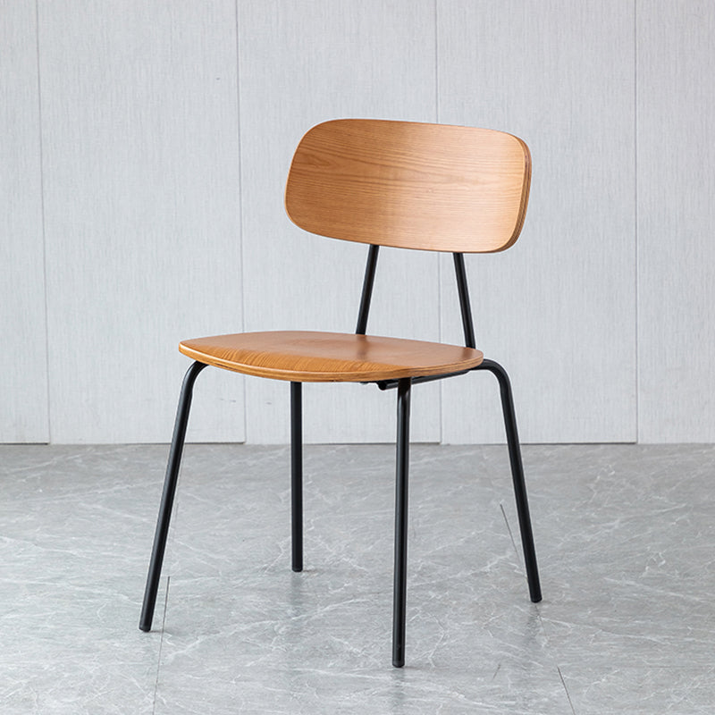 Modern Style Dining Chair Wooden Open Back Side Chair with Metal Base Brown 1 Piece Black Clearhalo 'Dining Chairs' 'Dining Tables & Seating' 'dining_chair' 'furn' 'furn_dining_chair' 'Furniture' 'Kitchen & Dining Furniture' 7771519