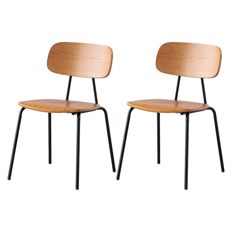 Modern Style Dining Chair Wooden Open Back Side Chair with Metal Base Brown 2 Piece Set Black Clearhalo 'Dining Chairs' 'Dining Tables & Seating' 'dining_chair' 'furn' 'furn_dining_chair' 'Furniture' 'Kitchen & Dining Furniture' 7771520