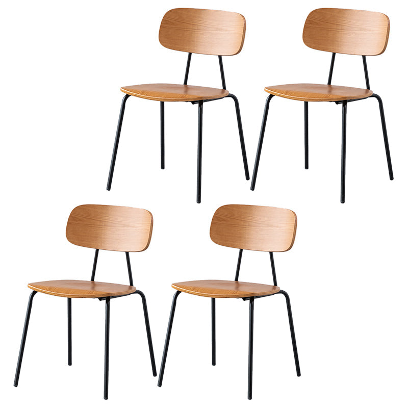 Modern Style Dining Chair Wooden Open Back Side Chair with Metal Base Brown 4 Piece Set Black Clearhalo 'Dining Chairs' 'Dining Tables & Seating' 'dining_chair' 'furn' 'furn_dining_chair' 'Furniture' 'Kitchen & Dining Furniture' 7771521