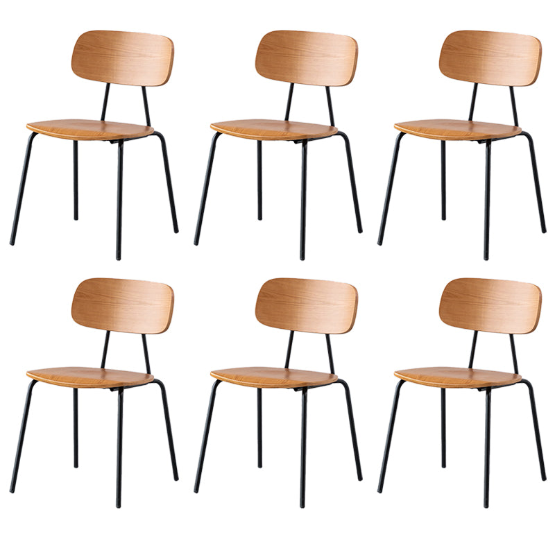 Modern Style Dining Chair Wooden Open Back Side Chair with Metal Base Brown 6 Piece Set Black Clearhalo 'Dining Chairs' 'Dining Tables & Seating' 'dining_chair' 'furn' 'furn_dining_chair' 'Furniture' 'Kitchen & Dining Furniture' 7771522