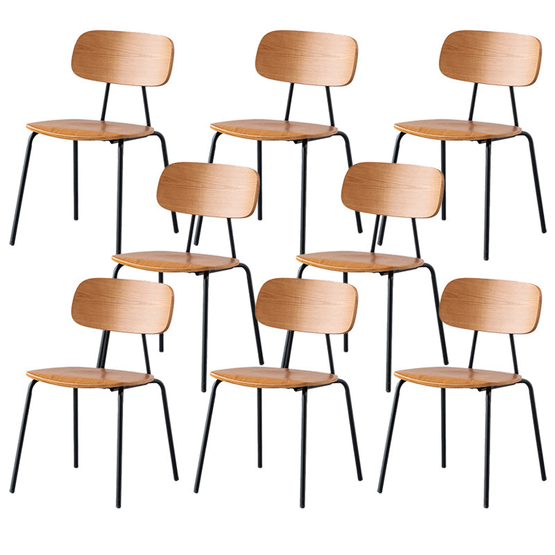 Modern Style Dining Chair Wooden Open Back Side Chair with Metal Base Brown 8 Piece Set Black Clearhalo 'Dining Chairs' 'Dining Tables & Seating' 'dining_chair' 'furn' 'furn_dining_chair' 'Furniture' 'Kitchen & Dining Furniture' 7771523