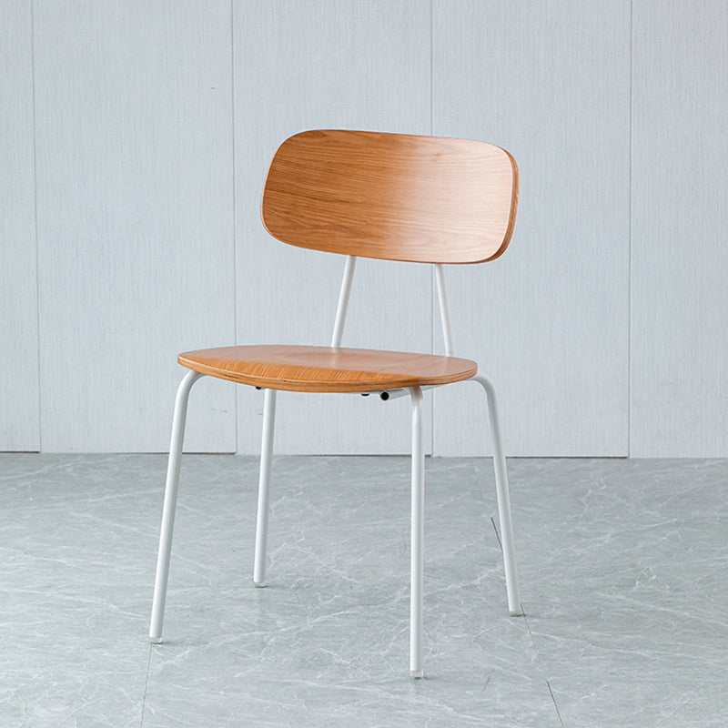 Modern Style Dining Chair Wooden Open Back Side Chair with Metal Base Brown 1 Piece White Clearhalo 'Dining Chairs' 'Dining Tables & Seating' 'dining_chair' 'furn' 'furn_dining_chair' 'Furniture' 'Kitchen & Dining Furniture' 7771524