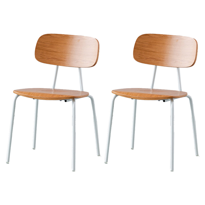 Modern Style Dining Chair Wooden Open Back Side Chair with Metal Base Brown 2 Piece Set White Clearhalo 'Dining Chairs' 'Dining Tables & Seating' 'dining_chair' 'furn' 'furn_dining_chair' 'Furniture' 'Kitchen & Dining Furniture' 7771525
