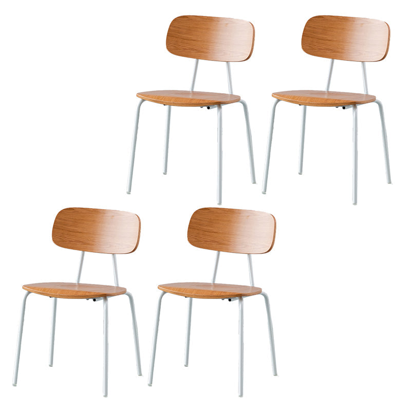 Modern Style Dining Chair Wooden Open Back Side Chair with Metal Base Brown 4 Piece Set White Clearhalo 'Dining Chairs' 'Dining Tables & Seating' 'dining_chair' 'furn' 'furn_dining_chair' 'Furniture' 'Kitchen & Dining Furniture' 7771526
