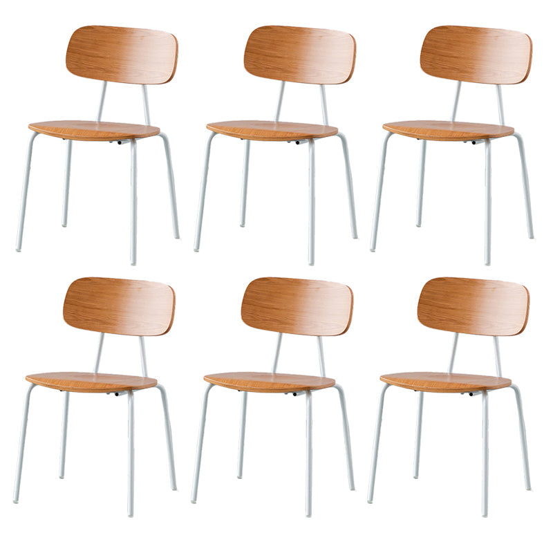 Modern Style Dining Chair Wooden Open Back Side Chair with Metal Base Brown 6 Piece Set White Clearhalo 'Dining Chairs' 'Dining Tables & Seating' 'dining_chair' 'furn' 'furn_dining_chair' 'Furniture' 'Kitchen & Dining Furniture' 7771527