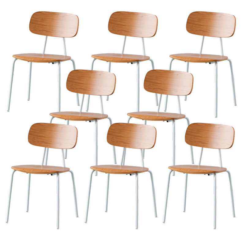 Modern Style Dining Chair Wooden Open Back Side Chair with Metal Base Brown 8 Piece Set White Clearhalo 'Dining Chairs' 'Dining Tables & Seating' 'dining_chair' 'furn' 'furn_dining_chair' 'Furniture' 'Kitchen & Dining Furniture' 7771528