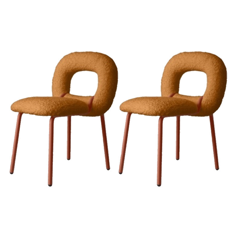 Gestoffeerde eetkamerstoel metalen frame open rug dinerenstoel