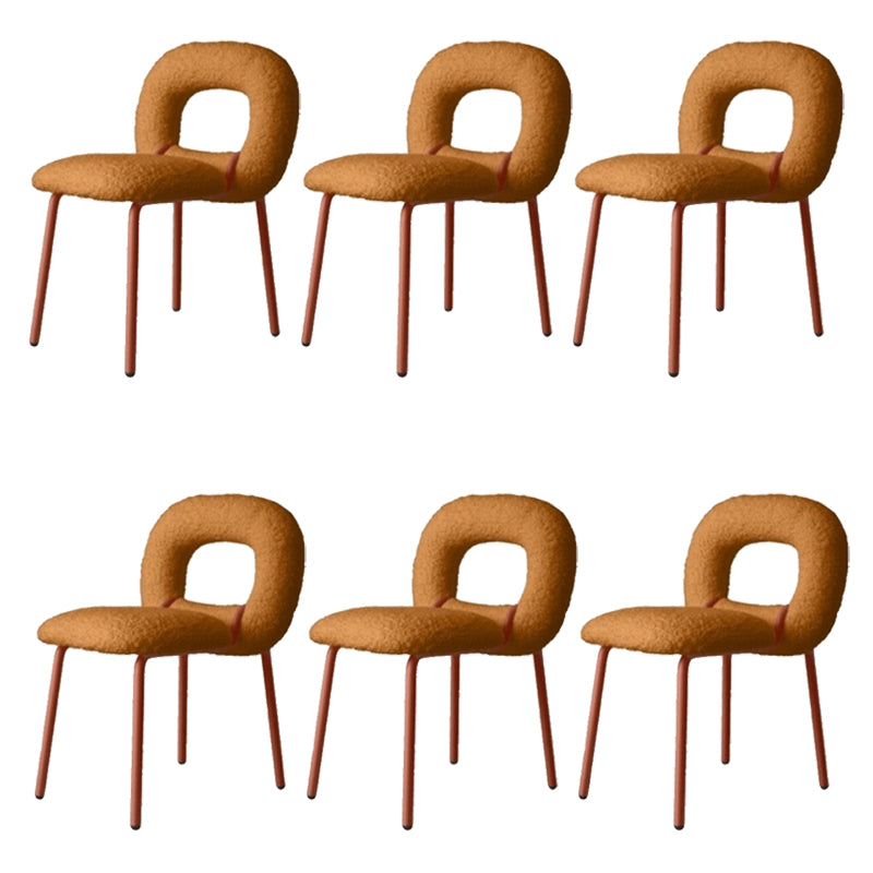 Gestoffeerde eetkamerstoel metalen frame open rug dinerenstoel