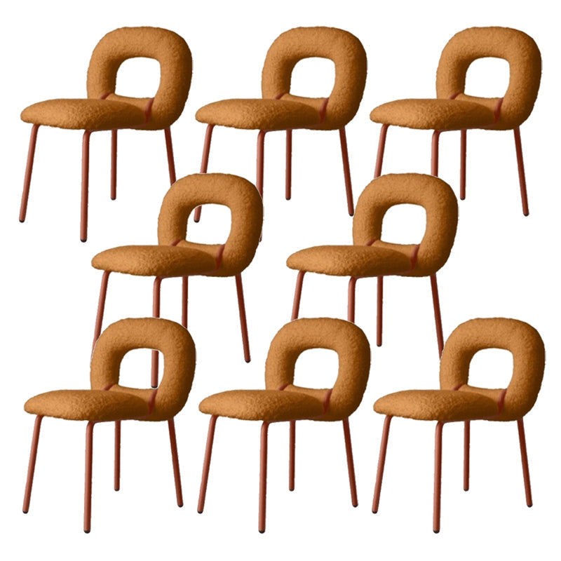 Gestoffeerde eetkamerstoel metalen frame open rug dinerenstoel