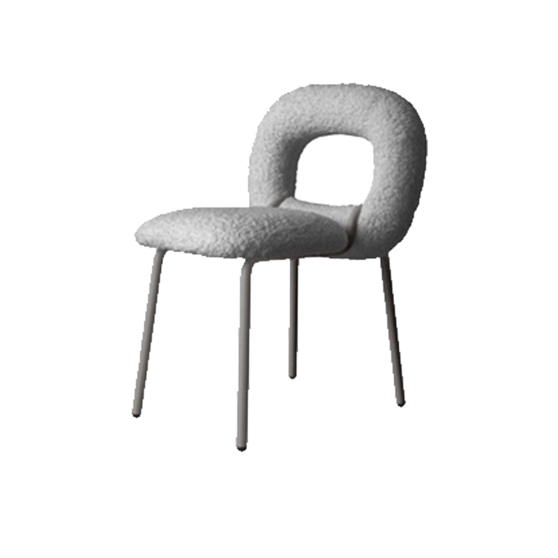 Gestoffeerde eetkamerstoel metalen frame open rug dinerenstoel