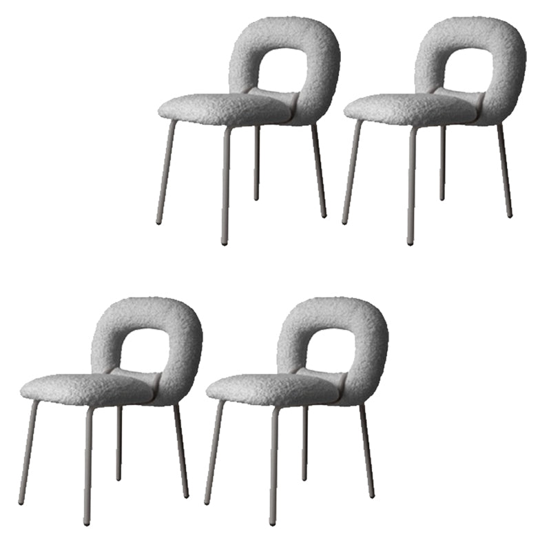 Gestoffeerde eetkamerstoel metalen frame open rug dinerenstoel