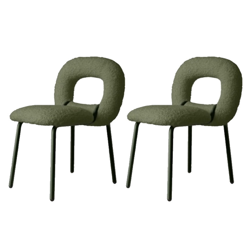 Gestoffeerde eetkamerstoel metalen frame open rug dinerenstoel