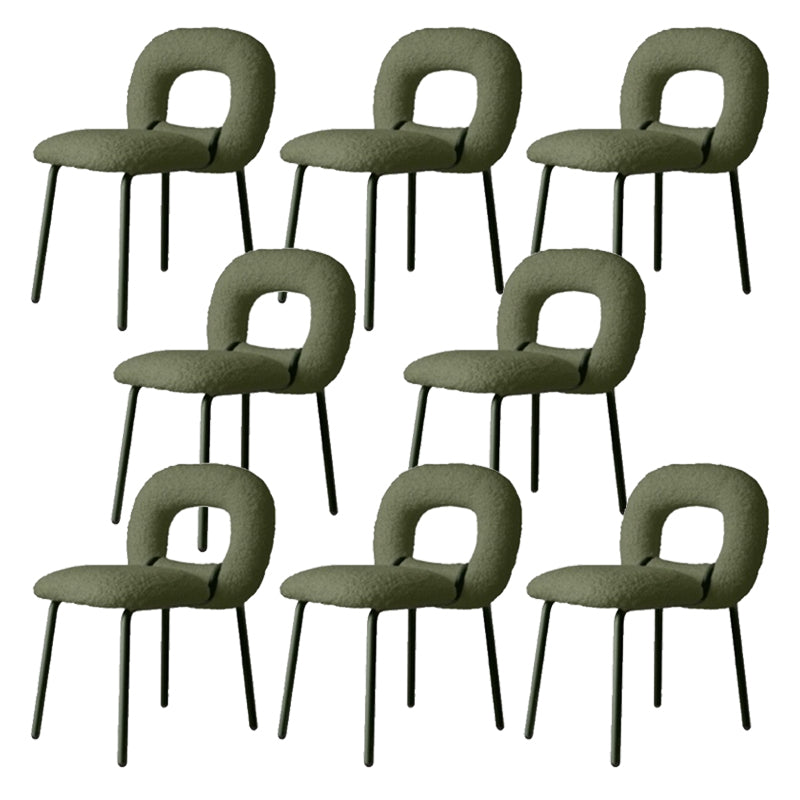 Gestoffeerde eetkamerstoel metalen frame open rug dinerenstoel