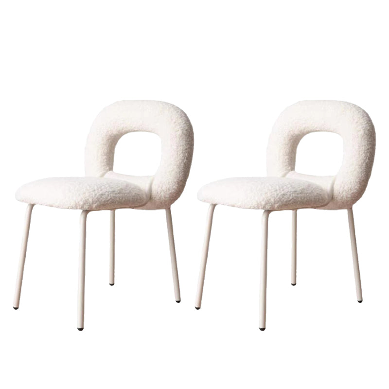 Gestoffeerde eetkamerstoel metalen frame open rug dinerenstoel