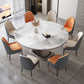 Stone Tabletop Round Extendable Dining Table in White with Storage Clearhalo 'Dining Tables & Seating' 'Dining Tables' 'dining_table' 'furn' 'furn_dining_table' 'Furniture' 'Kitchen & Dining Furniture' 7774340