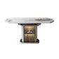 Stone Tabletop Round Extendable Dining Table in White with Storage 59.1"L x 35.4"W x 29.5"H Without Chairs Clearhalo 'Dining Tables & Seating' 'Dining Tables' 'dining_table' 'furn' 'furn_dining_table' 'Furniture' 'Kitchen & Dining Furniture' 7774342