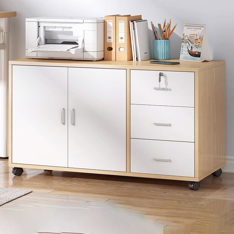 Traditional Cabinet Wood Drawers Storage Shelves Filing Cabinet with Wheels Clearhalo 'Filing Cabinets' 'filling_cabinets' 'furn' 'furn_filling_cabinets' 'Furniture' 'Office Furniture' 7776800