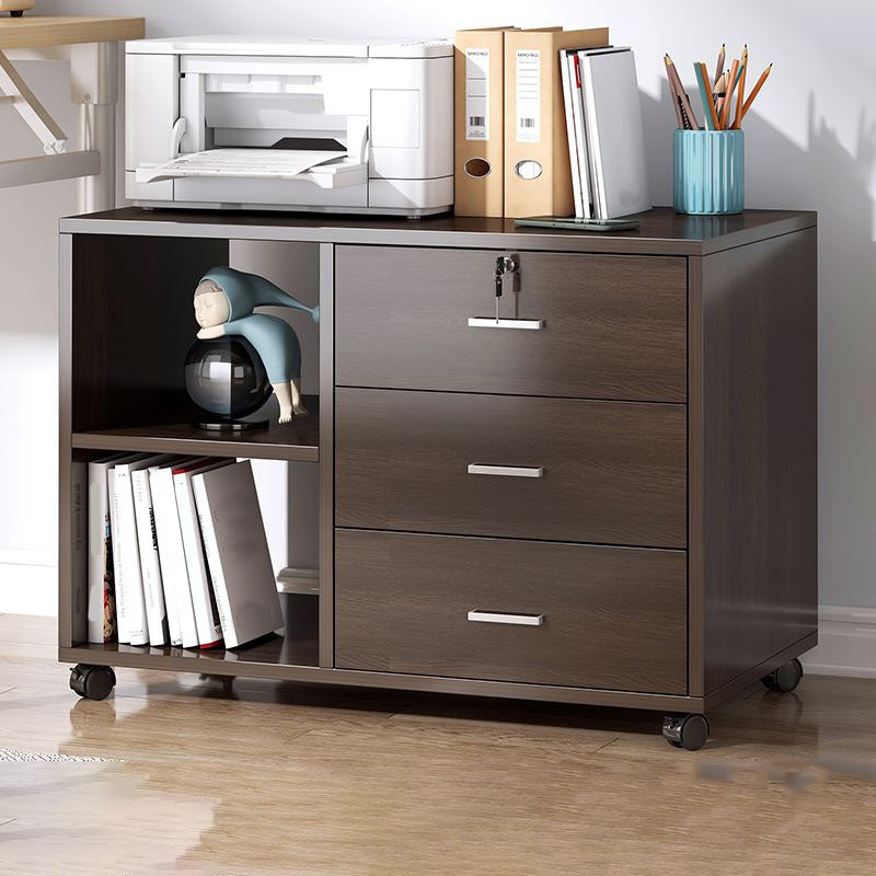 Traditional Cabinet Wood Drawers Storage Shelves Filing Cabinet with Wheels 24"L x 14.5"W x 22"H Walnut Door Not Included Clearhalo 'Filing Cabinets' 'filling_cabinets' 'furn' 'furn_filling_cabinets' 'Furniture' 'Office Furniture' 7776814