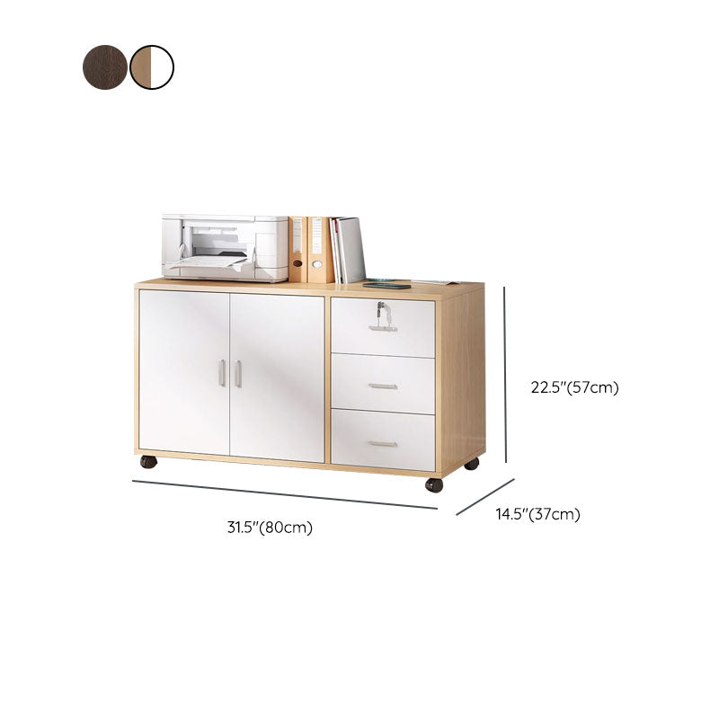 Traditional Cabinet Wood Drawers Storage Shelves Filing Cabinet with Wheels Clearhalo 'Filing Cabinets' 'filling_cabinets' 'furn' 'furn_filling_cabinets' 'Furniture' 'Office Furniture' 7776824