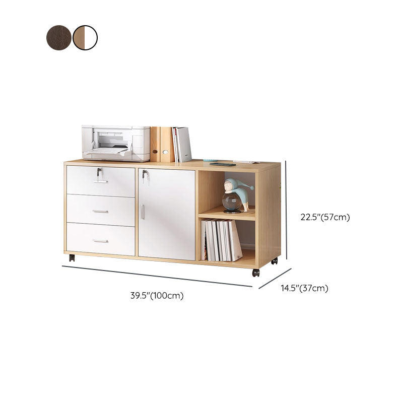 Traditional Cabinet Wood Drawers Storage Shelves Filing Cabinet with Wheels Clearhalo 'Filing Cabinets' 'filling_cabinets' 'furn' 'furn_filling_cabinets' 'Furniture' 'Office Furniture' 7776825