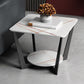 Contemporary Square Stone Top Sofa Side Accent Table for Living Room White Gold 1 Clearhalo 'Coffee & Accent Tables' 'End & Side Tables' 'end_side_tables' 'furn' 'furn_end_side_tables' 'Furniture' 'Living Room Furniture' 7777028
