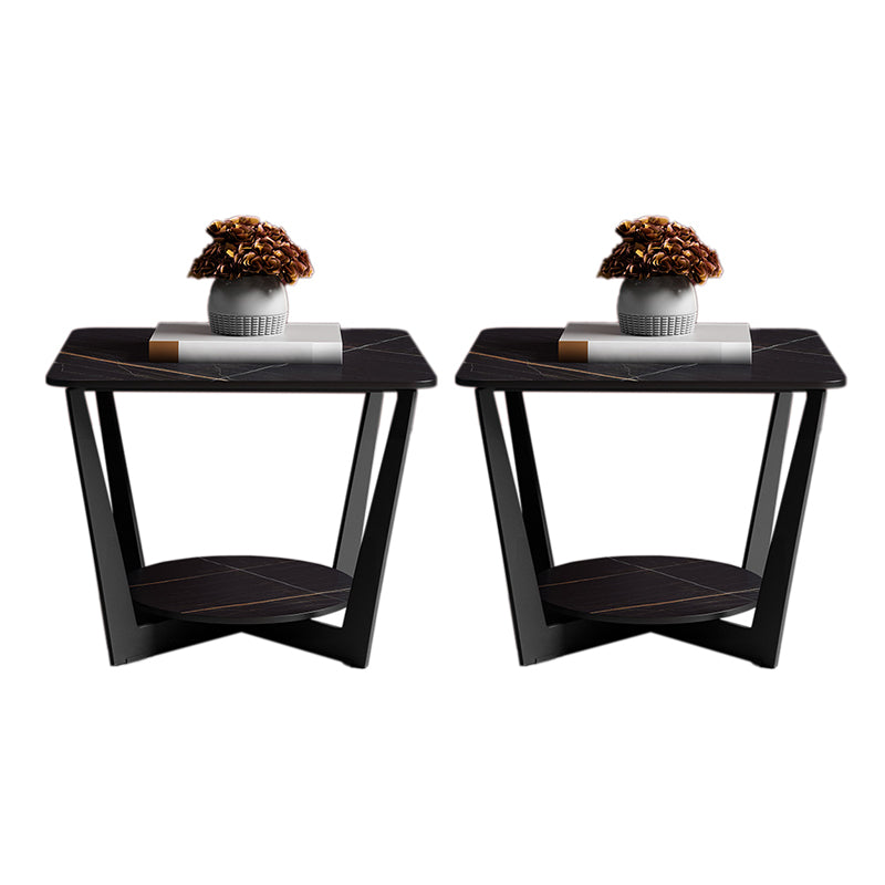 Contemporary Square Stone Top Sofa Side Accent Table for Living Room Black 2 Clearhalo 'Coffee & Accent Tables' 'End & Side Tables' 'end_side_tables' 'furn' 'furn_end_side_tables' 'Furniture' 'Living Room Furniture' 7777041