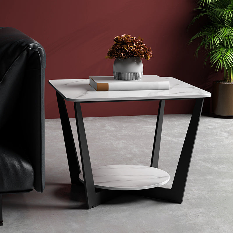 Contemporary Square Stone Top Sofa Side Accent Table for Living Room Clearhalo 'Coffee & Accent Tables' 'End & Side Tables' 'end_side_tables' 'furn' 'furn_end_side_tables' 'Furniture' 'Living Room Furniture' 7777043