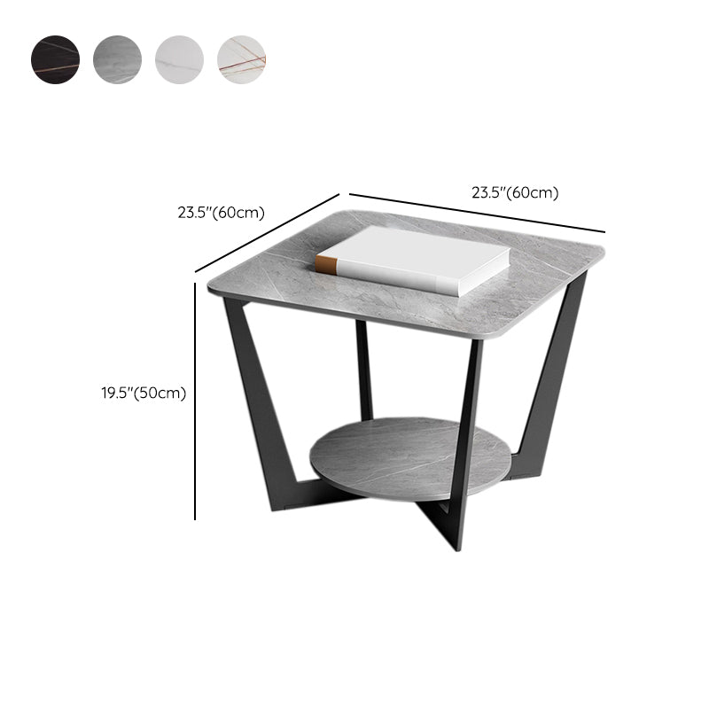 Contemporary Square Stone Top Sofa Side Accent Table for Living Room Clearhalo 'Coffee & Accent Tables' 'End & Side Tables' 'end_side_tables' 'furn' 'furn_end_side_tables' 'Furniture' 'Living Room Furniture' 7777045