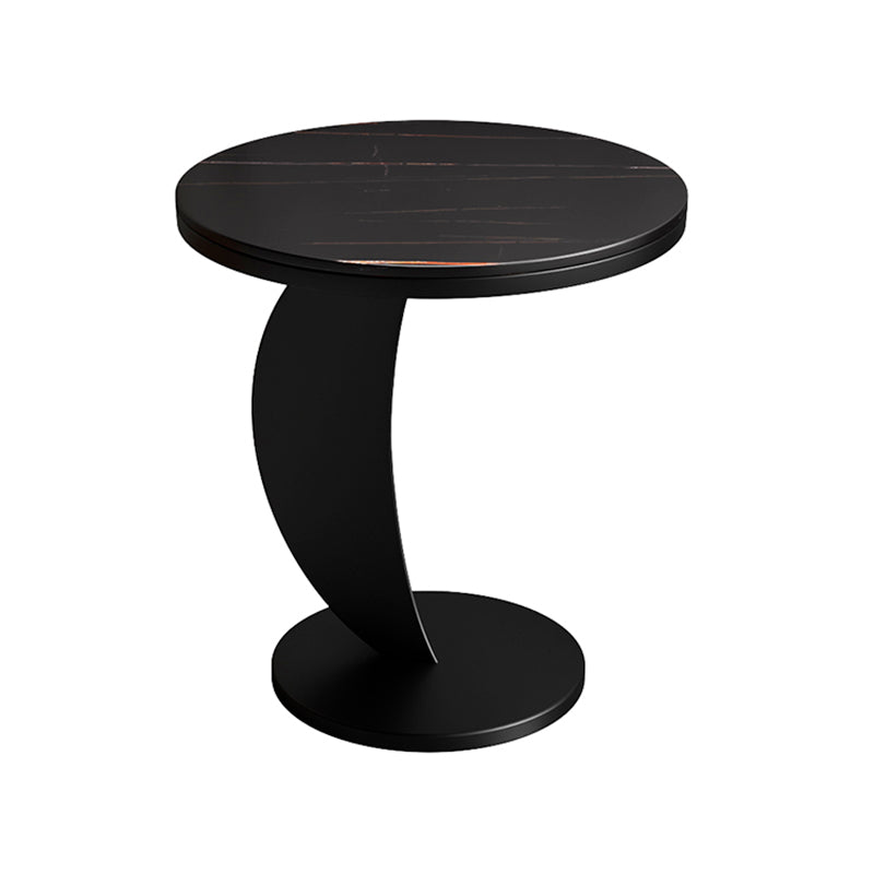 Contemporary Round Stone Top Sofa Side Accent Table for Living Room Black 1 Clearhalo 'Coffee & Accent Tables' 'End & Side Tables' 'end_side_tables' 'furn' 'furn_end_side_tables' 'Furniture' 'Living Room Furniture' 7777048