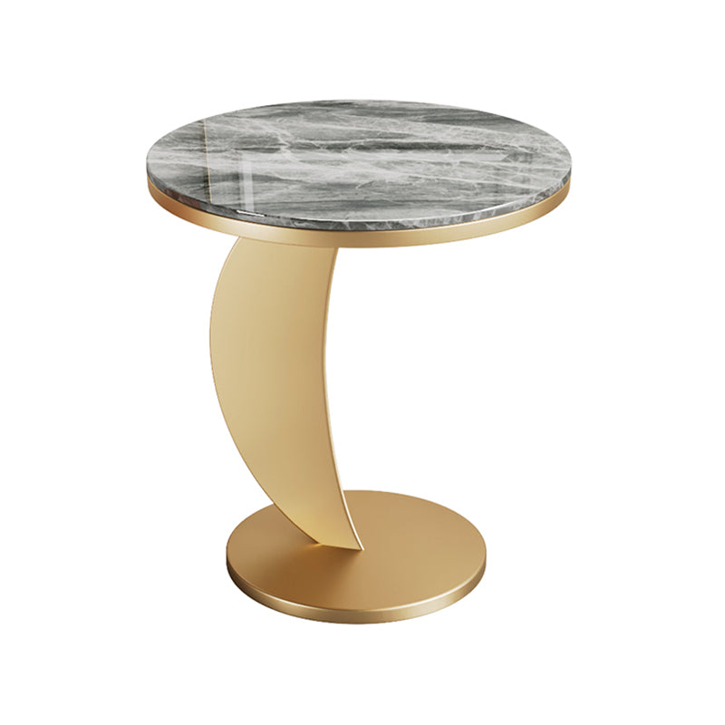 Contemporary Round Stone Top Sofa Side Accent Table for Living Room Gray 1 Clearhalo 'Coffee & Accent Tables' 'End & Side Tables' 'end_side_tables' 'furn' 'furn_end_side_tables' 'Furniture' 'Living Room Furniture' 7777051