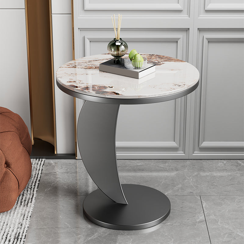 Contemporary Round Stone Top Sofa Side Accent Table for Living Room Clearhalo 'Coffee & Accent Tables' 'End & Side Tables' 'end_side_tables' 'furn' 'furn_end_side_tables' 'Furniture' 'Living Room Furniture' 7777053