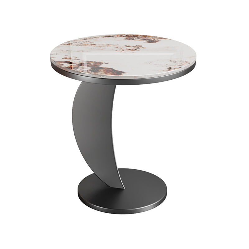 Contemporary Round Stone Top Sofa Side Accent Table for Living Room Clearhalo 'Coffee & Accent Tables' 'End & Side Tables' 'end_side_tables' 'furn' 'furn_end_side_tables' 'Furniture' 'Living Room Furniture' 7777055