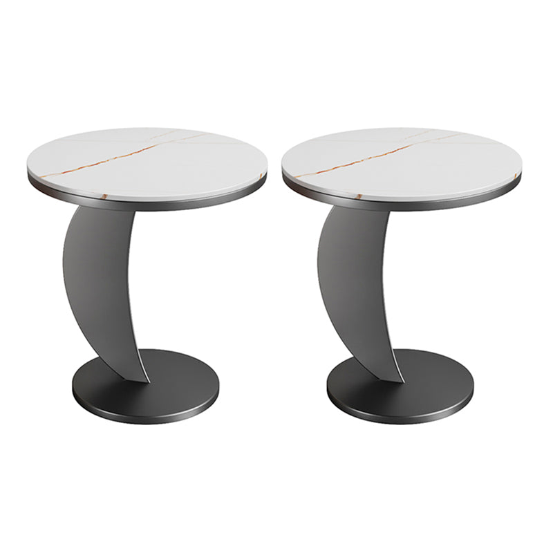 Contemporary Round Stone Top Sofa Side Accent Table for Living Room White Gold 2 Clearhalo 'Coffee & Accent Tables' 'End & Side Tables' 'end_side_tables' 'furn' 'furn_end_side_tables' 'Furniture' 'Living Room Furniture' 7777064