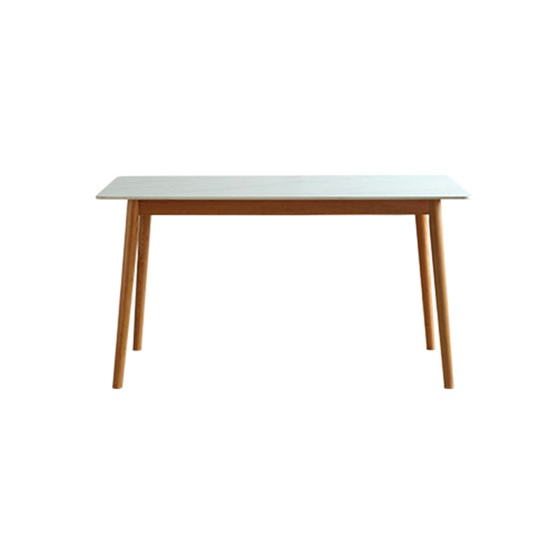 Contemporary Rectangular White and Black Stone Dining Table with Legs