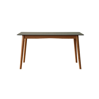 Contemporary Rectangular White and Black Stone Dining Table with Legs