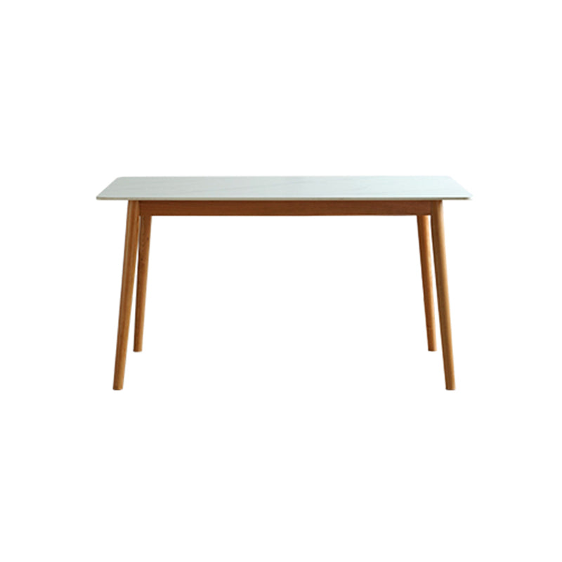 Contemporary Rectangular White and Black Stone Dining Table with Legs
