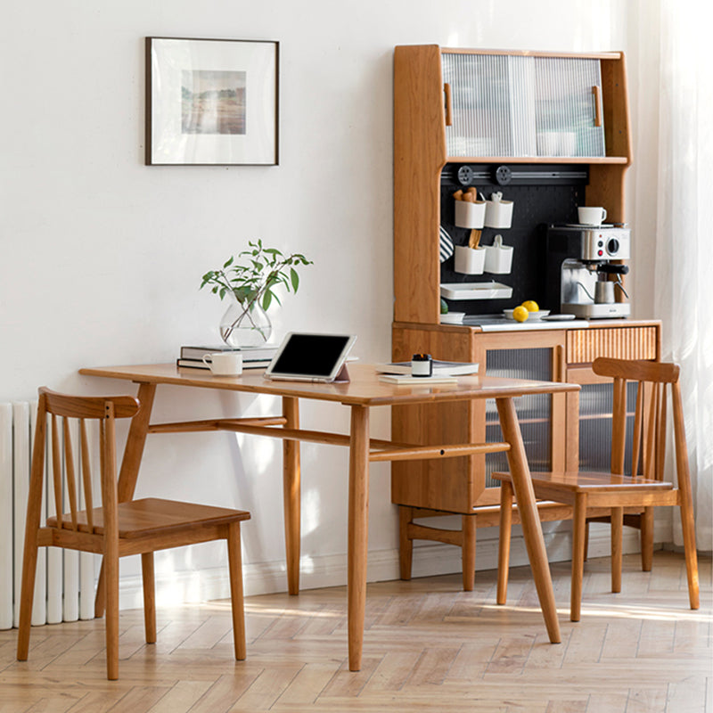Contemporary Rectangular Dining Table Brown Solid Wood Table Top Clearhalo 'Dining Tables & Seating' 'Dining Tables' 'dining_table' 'furn' 'furn_dining_table' 'Furniture' 'Kitchen & Dining Furniture' 7777717